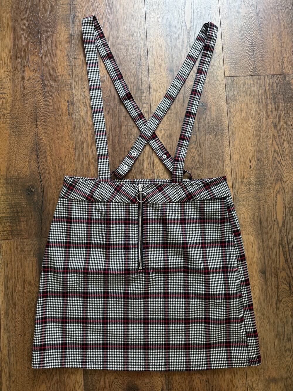 Y2K Punk Plaid Suspender Mini Skirt Mall Goth Grunge Pinafore Overall Skirt 9